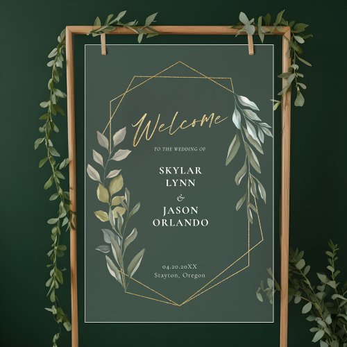 Minimal Foliage  Gold Geometric Terrarium Welcome Acrylic Sign