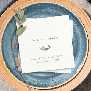 Minimal Foliage Greenery Wedding Thank You Napkins