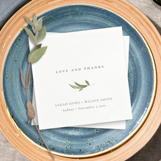 Minimal Foliage Greenery Wedding Thank You Napkins (Creator Uploaded)