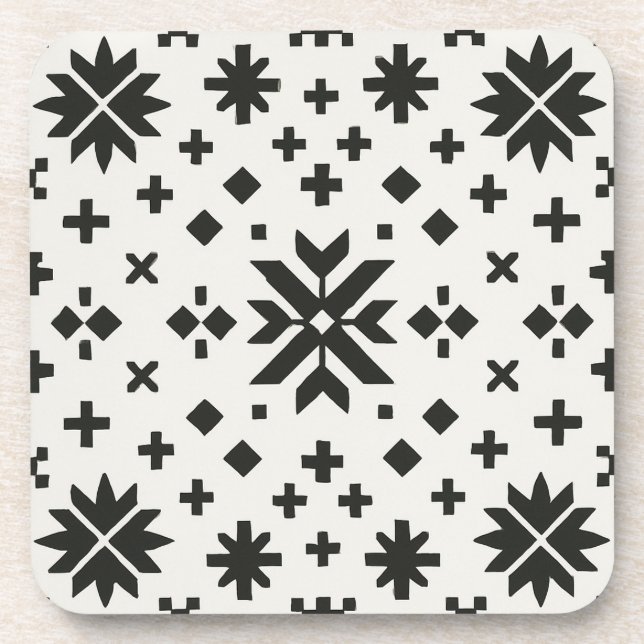Minimal Folk Geometry Seamless Pattern  Beverage Coaster (Front)