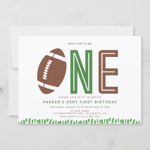 Minimal Football First BIrthday Party Sports Invitation