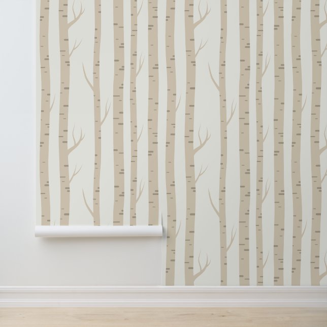 Minimal Forest Elm Tree - Peel & Stick Wallpaper (Application)