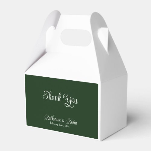 Minimal Forest Green and White Wedding Favor Boxes