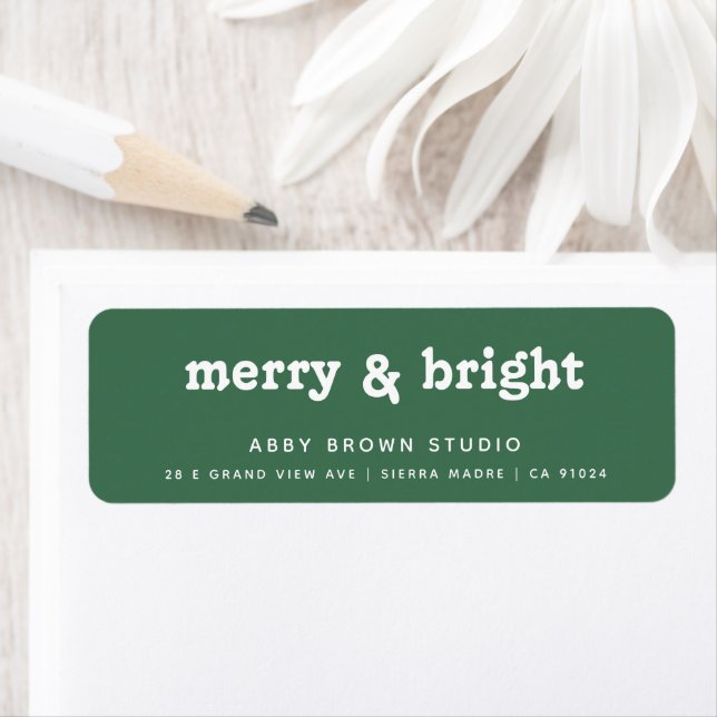 Minimal Forest Green Christmas Greetings Address Label (Insitu)