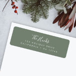 Minimal Forest Green Scandi Return Address Label<br><div class="desc">A stylish modern holiday return address label with a handwritten script font for your family name in white with a forest green feature color in a 'scandi' scandinavian design style. The name and address can be easily customized for a personal touch. A trendy, minimalist and contemporary design to stand out...</div>