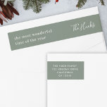 Minimal Forest Green Scandi Return Address Wrap Around Label<br><div class="desc">A stylish modern holiday wrap around return address label with a handwritten script font for your family name in white with a forest green feature color in a 'scandi' scandinavian design style. The name and address can be easily customized for a personal touch. A trendy, minimalist and contemporary design to...</div>