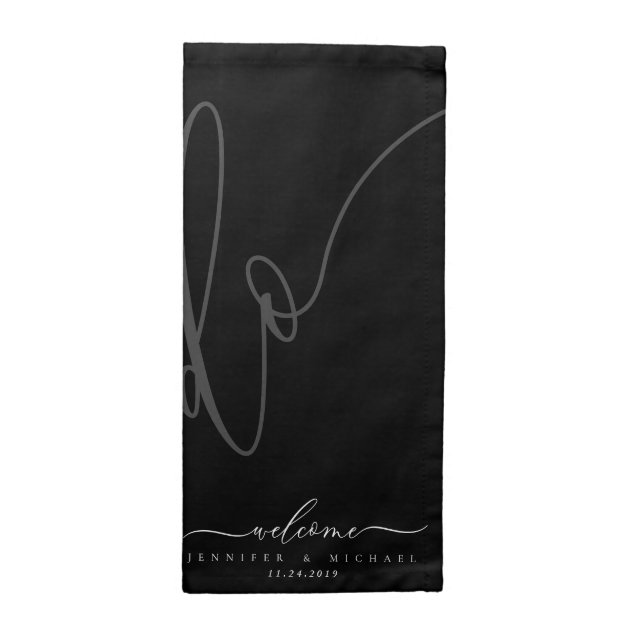 Minimal Formal Black Modern We do Wedding Cloth Napkin