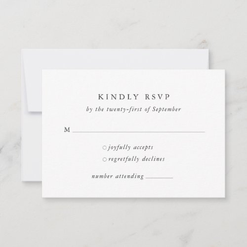 Minimal Formal Classic Wedding RSVP Card