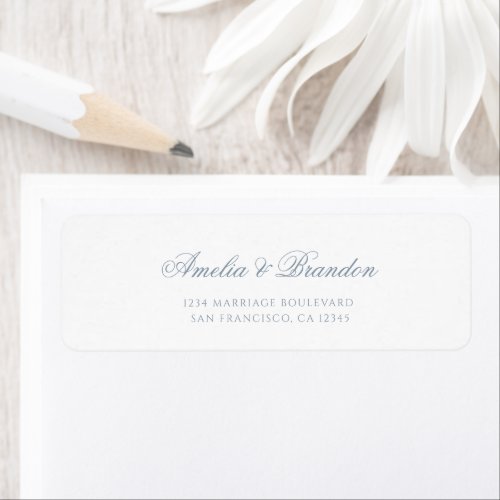 Minimal Formal Dusty Blue Script Wedding Address Label
