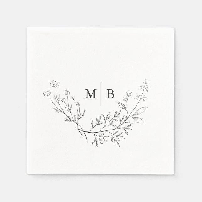 Minimal Formal Monogram Wedding Napkins (Front)