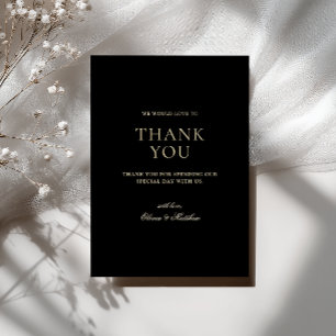 Minimal Formal Script Black Tie Wedding Thank You Card