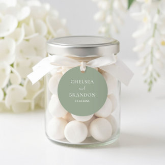 Minimal Formal Script Rustic Sage Green Wedding Classic Round Sticker