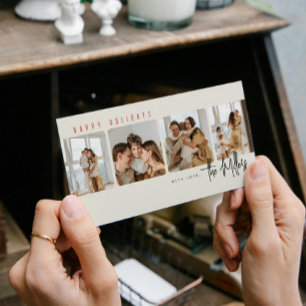 Minimal Four Photo Holiday Card