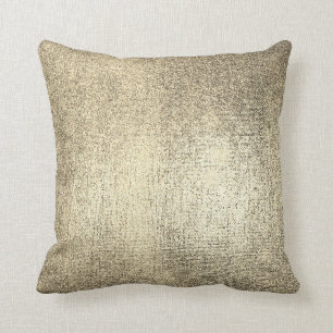 Minimal Foxier Gold Ivory Shiny Metallic Blush Throw Pillow