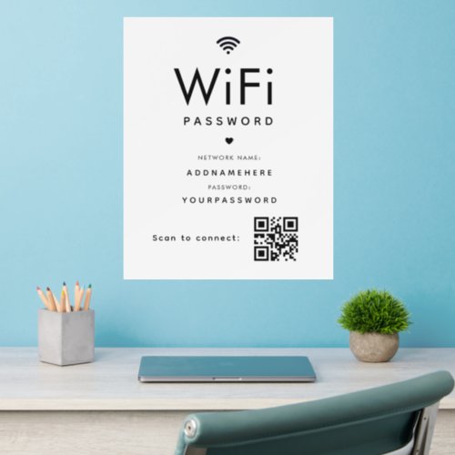 Minimal Free WiFi Password Code Business QR Code Wall Decal