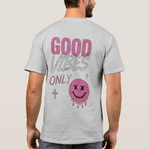 Minimal Front Logo Back Print T-Shirt Good Vibes