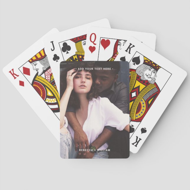 Minimal Full Vertical Photo Custom Text Poker Cards (Back)