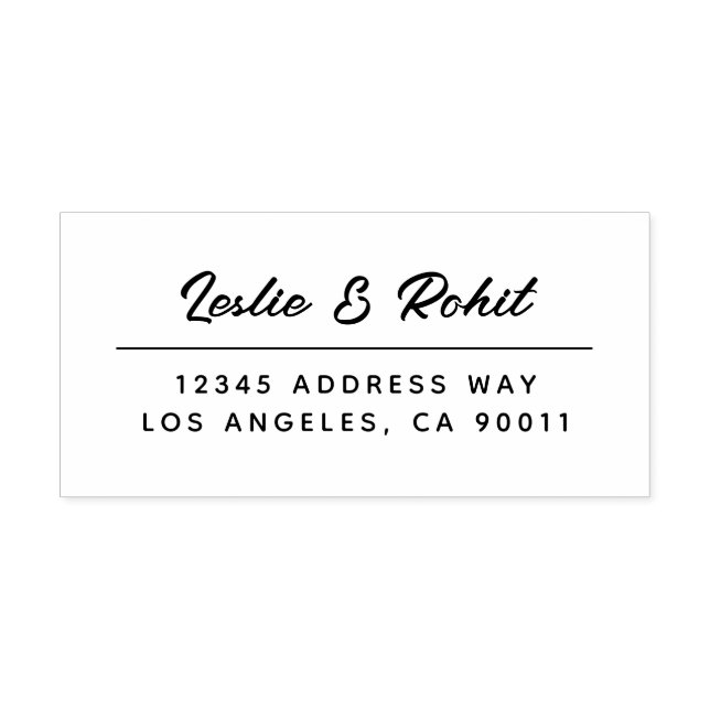 Minimal Fun Couple's Name and Address Wedding Self-inking Stamp (Design)