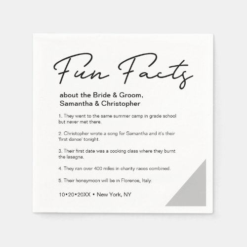 Minimal fun fact about bride groom Wedding Napkins