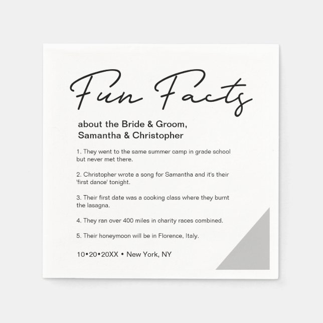Minimal fun fact about bride groom Wedding Napkins (Front)