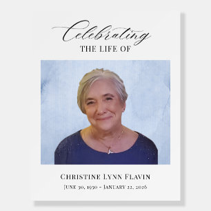 Minimal Funeral Memorial Blue Backdrop Foam Board