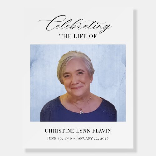 Minimal Funeral Memorial Blue Backdrop Foam Board