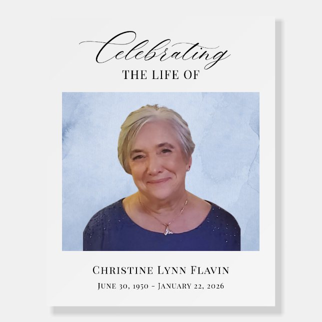 Minimal Funeral Memorial Blue Backdrop Foam Board (Front)