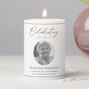 Minimal Funeral Memorial Celebration of Life  Pillar Candle