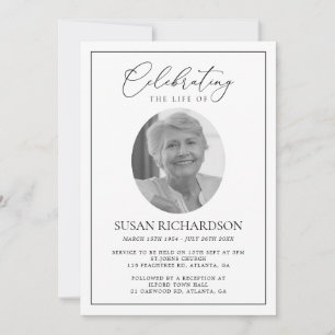 Minimal Funeral Memorial Invitation With Photo
