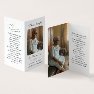 Minimal  Funeral Memorial Photo Folder Prayer Card