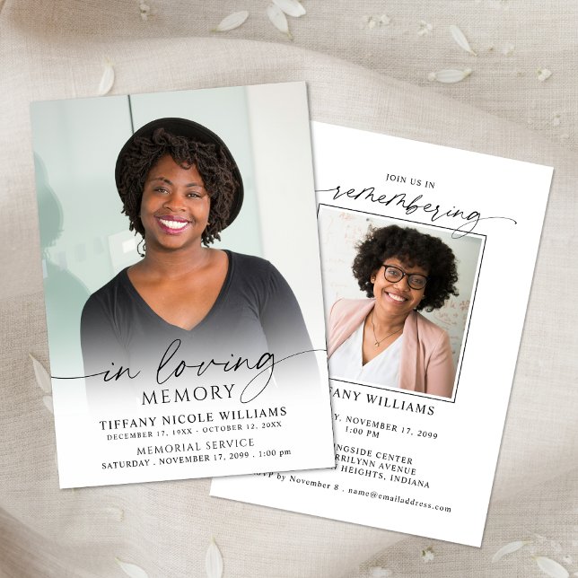 Minimal Funeral Memorial Photo In Loving Memory Invitation (Creator Uploaded)