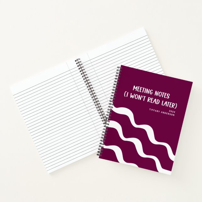 Minimal Funny Coworker Meetings Office Name Year Notebook (Inside)