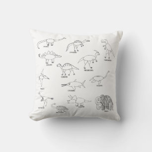 Minimal Funny Educational Dinosaur Dino Kids Throw Pillow