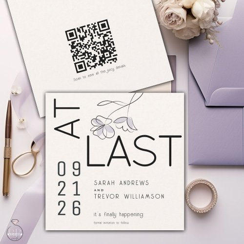 Minimal Funny Modern Floral Dusty Plum and Buff  Invitation