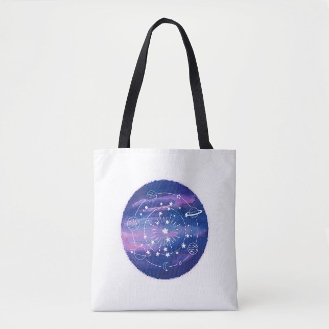 Minimal Galaxy Moon Design | Cosmic Aesthetic Art Tote Bag (Front)