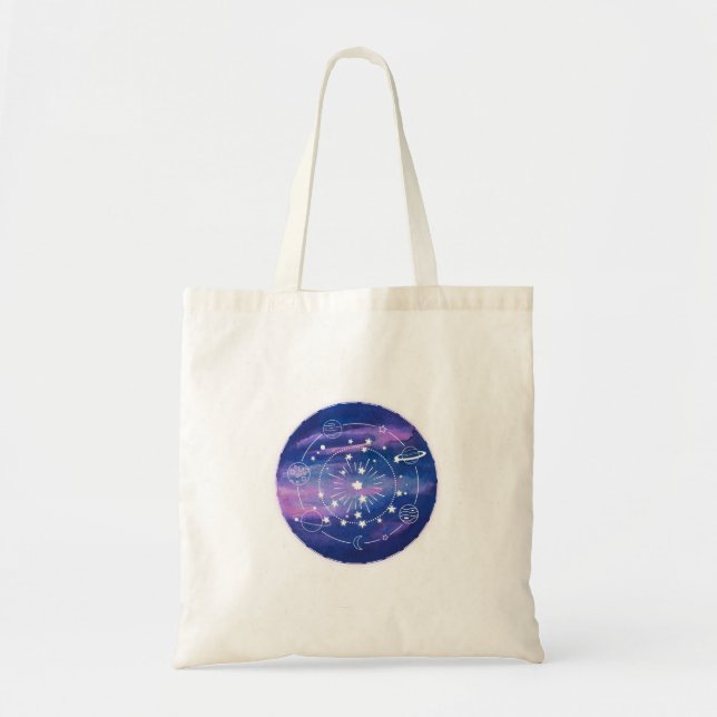 Minimal Galaxy Moon Design | Cosmic Aesthetic Art Tote Bag (Front)