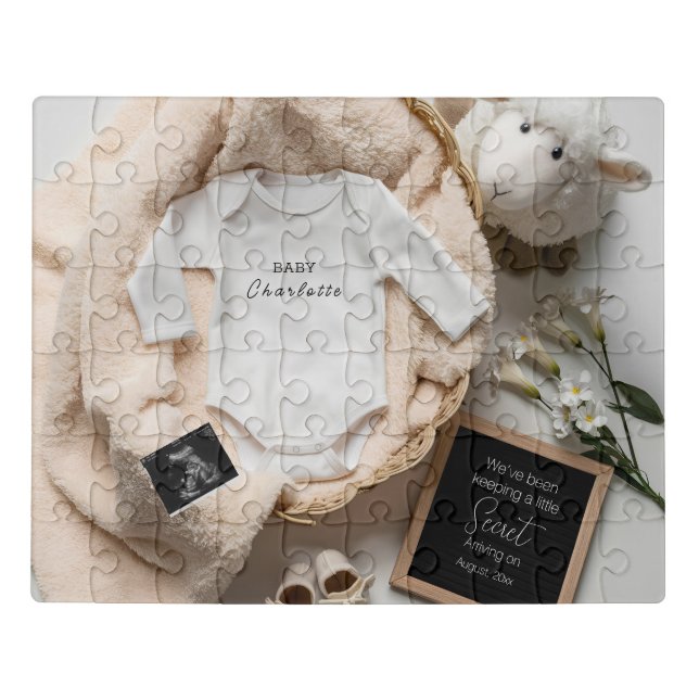 Minimal Gender-Neutral Pregnancy Announcement Jigsaw Puzzle (Puzzle Horizontal)