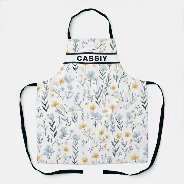 Minimal Gentle Colorful Garden Wildflowers Nursery Apron (Front)