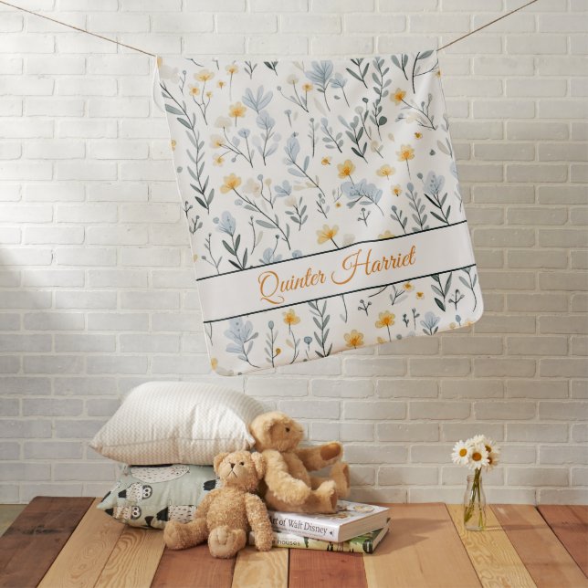 Minimal Gentle Colorful Garden Wildflowers Nursery Baby Blanket (In Situ)