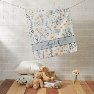Minimal Gentle Colorful Garden Wildflowers Nursery Baby Blanket