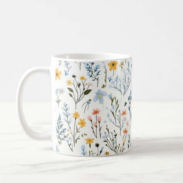 Minimal Gentle Colorful Garden Wildflowers Nursery Coffee Mug (Left)