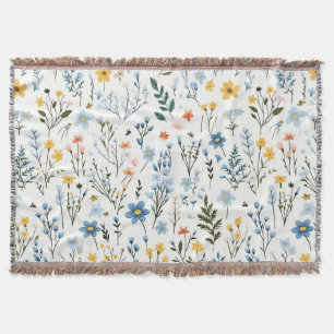 Minimal Gentle Colorful Garden Wildflowers Nursery Throw Blanket