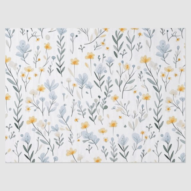 Minimal Gentle Colorful Garden Wildflowers Nursery Tissue Paper (Front)