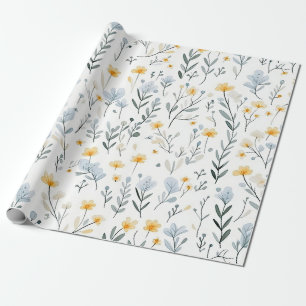 Minimal Gentle Colorful Garden Wildflowers Nursery Wrapping Paper