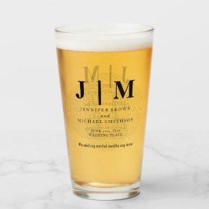 Minimal Geometric Black White Simple Wedding Glass