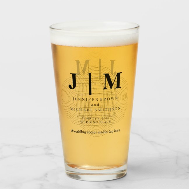 Minimal Geometric Black White Simple Wedding Glass