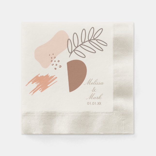 Minimal Geometric Earth Shape Botanical Monogram Napkins (Front)