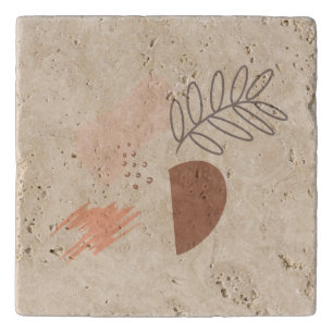 Minimal Geometric Earth Shape Botanical Monogram Trivet