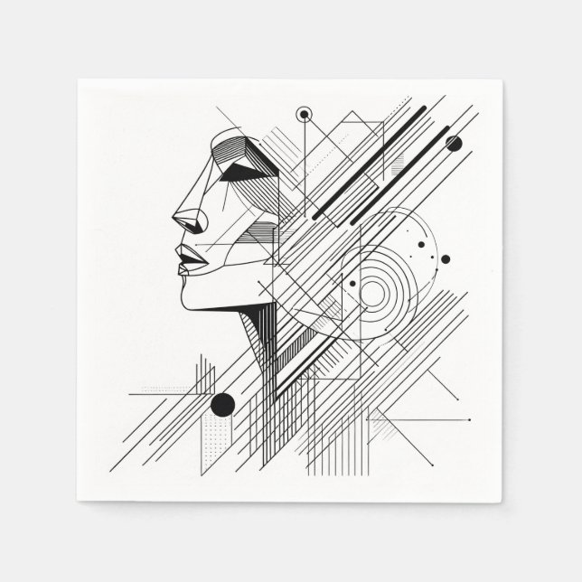 Minimal Geometric Face  Napkins (Front)
