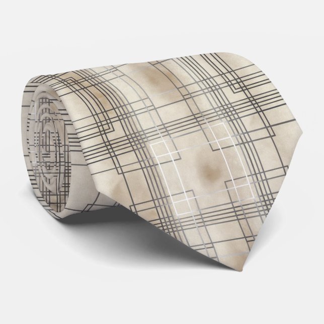 Minimal Geometric Grid Pattern Neck Tie (Rolled)